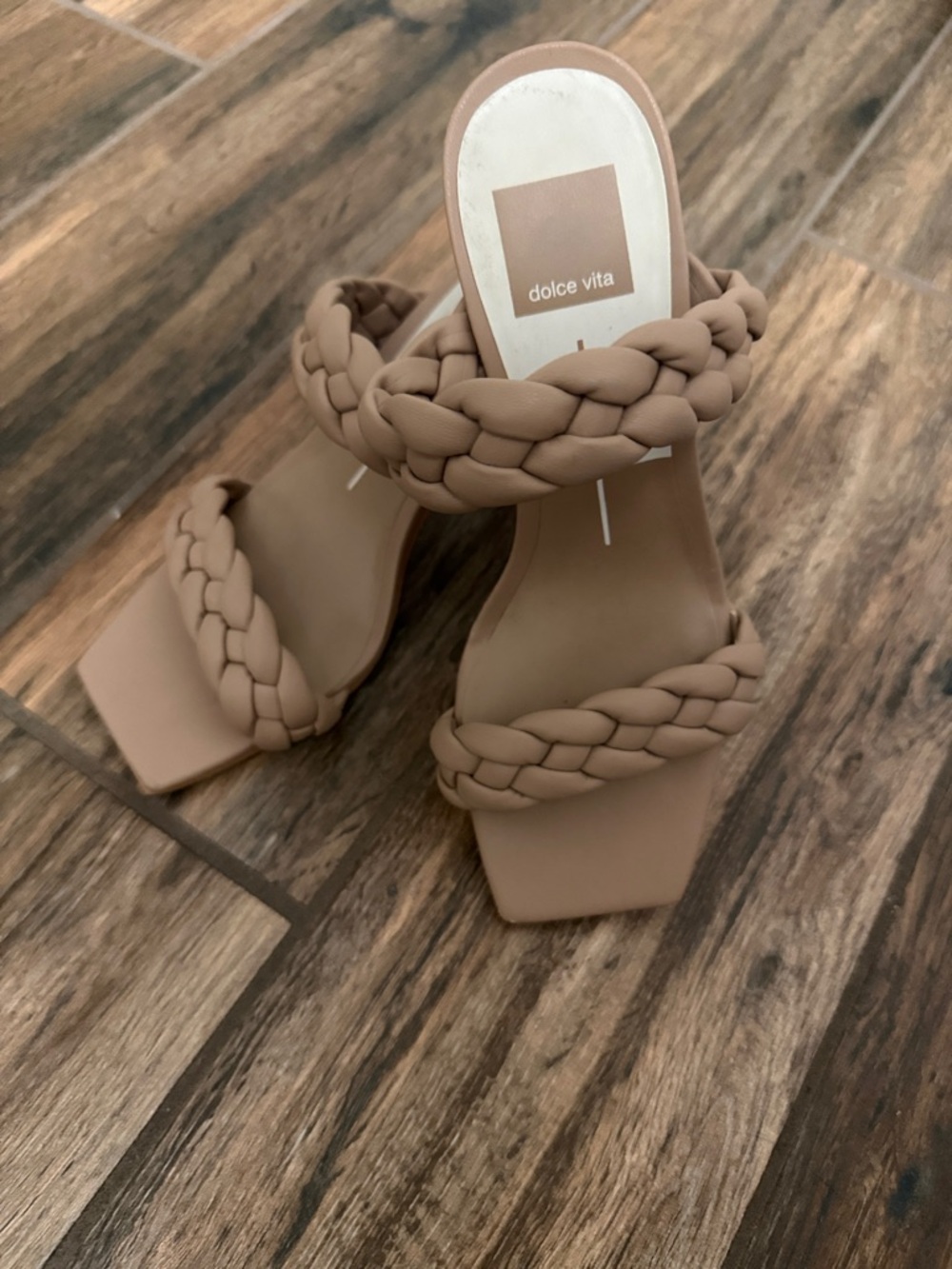 Dolce Vita Braided Double-Strap Slide Sandals in Taupe
